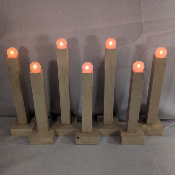 IKEA Strala 7 Arm Candelabra Wood Pine Beige 900.505.66 Lamp Mark Slojd Vintage - Picture 2 of 16